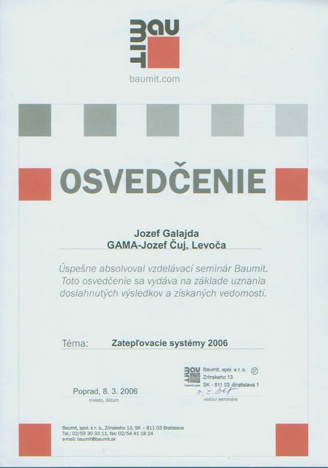 Certifikáty a licencie Certifikáty a licencie