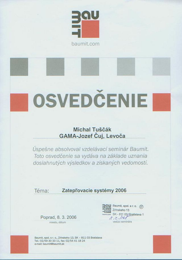 Certifikáty a licencie Certifikáty a licencie